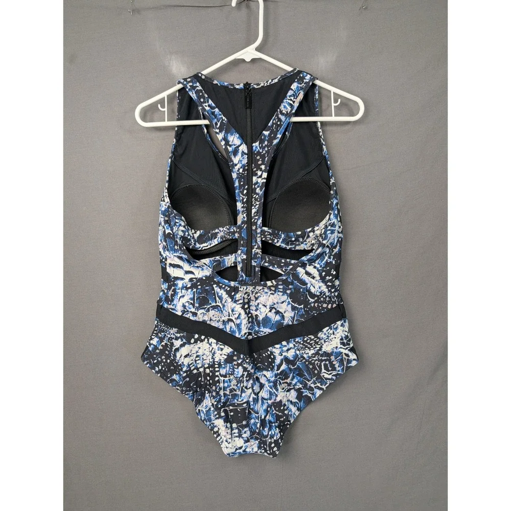 Robyn Lawley Broken Wings Mesh Panelled One Piece Swimsuit US12 Blue RL1056BW